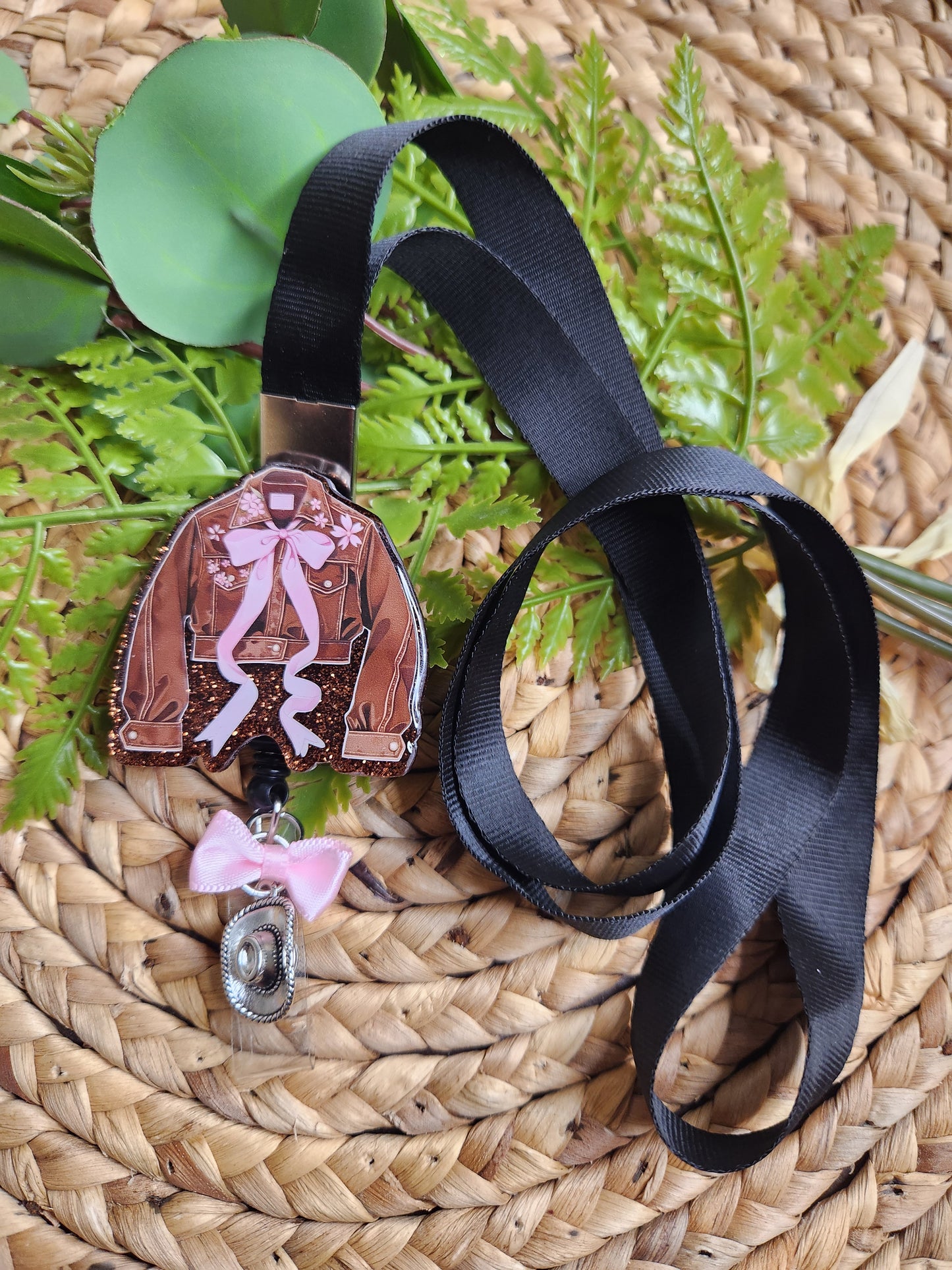 Coquette Cowgirl Jacket Themed Badge Reel