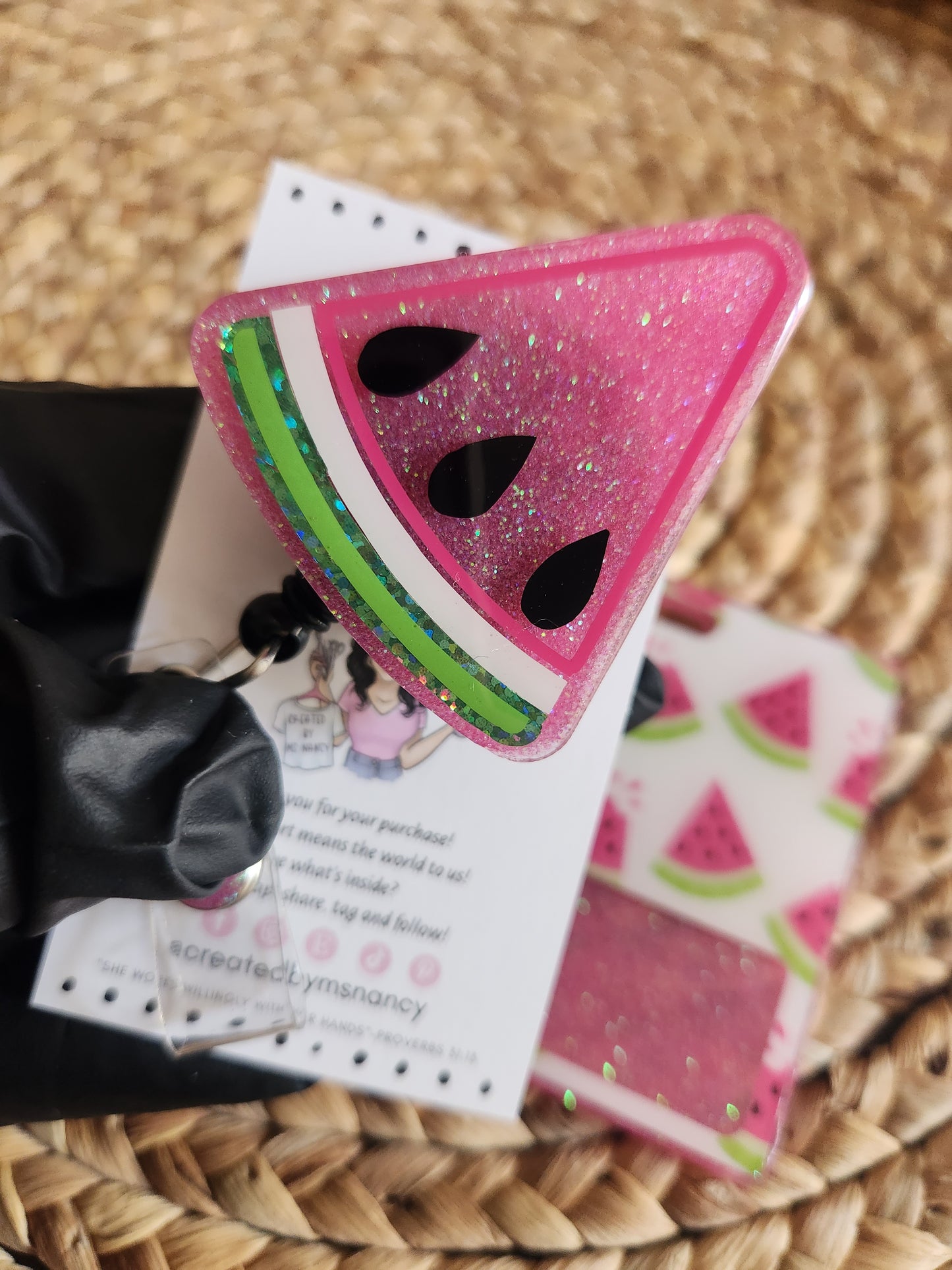 Pink Watermelon Slice Badge Reel
