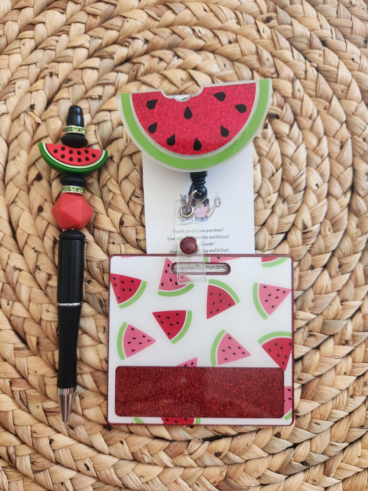 Red Watermelon Slice Badge Reel