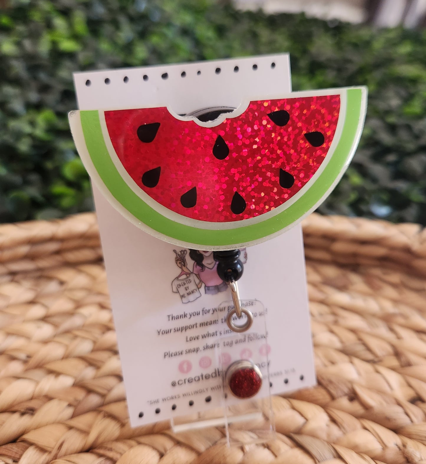 Red Watermelon Slice Badge Reel