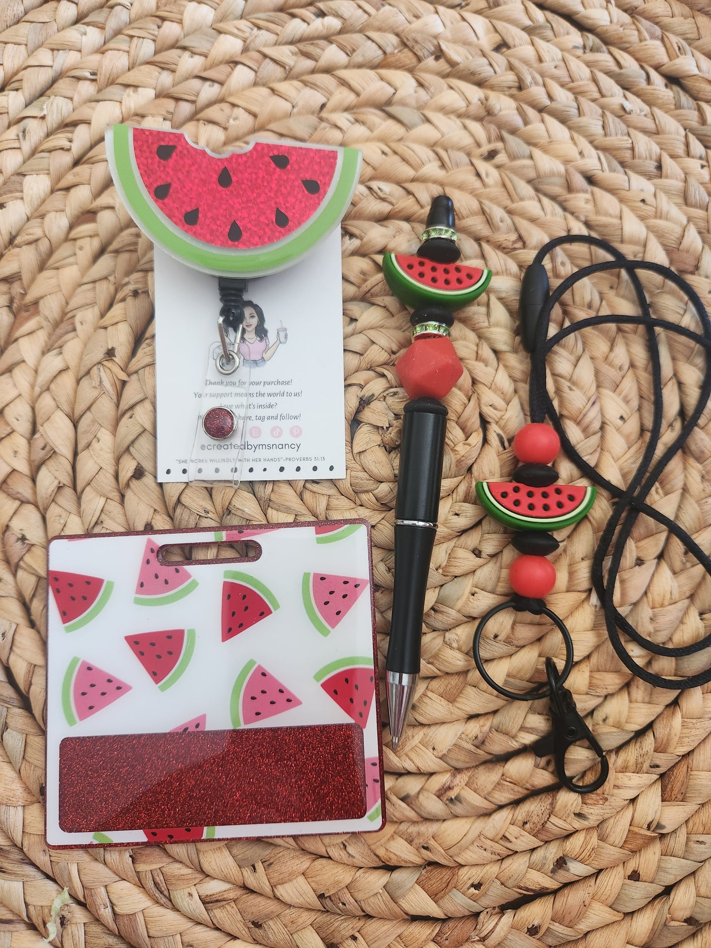 Red Watermelon Slice Badge Reel