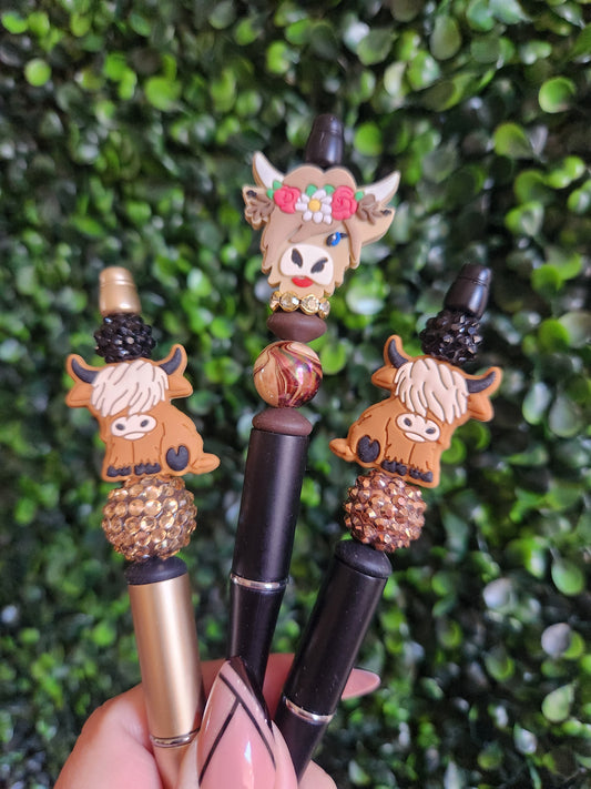 Higland Cow Beaded Pen