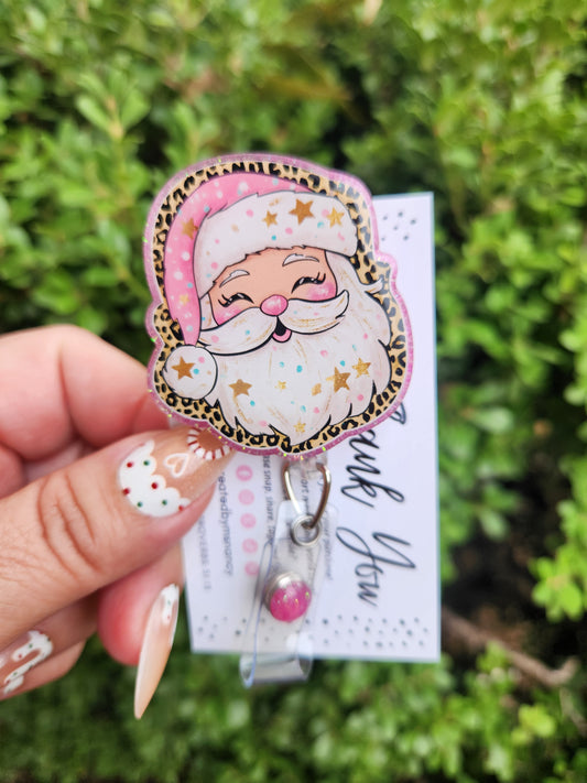 Pink Santa Badge Reel