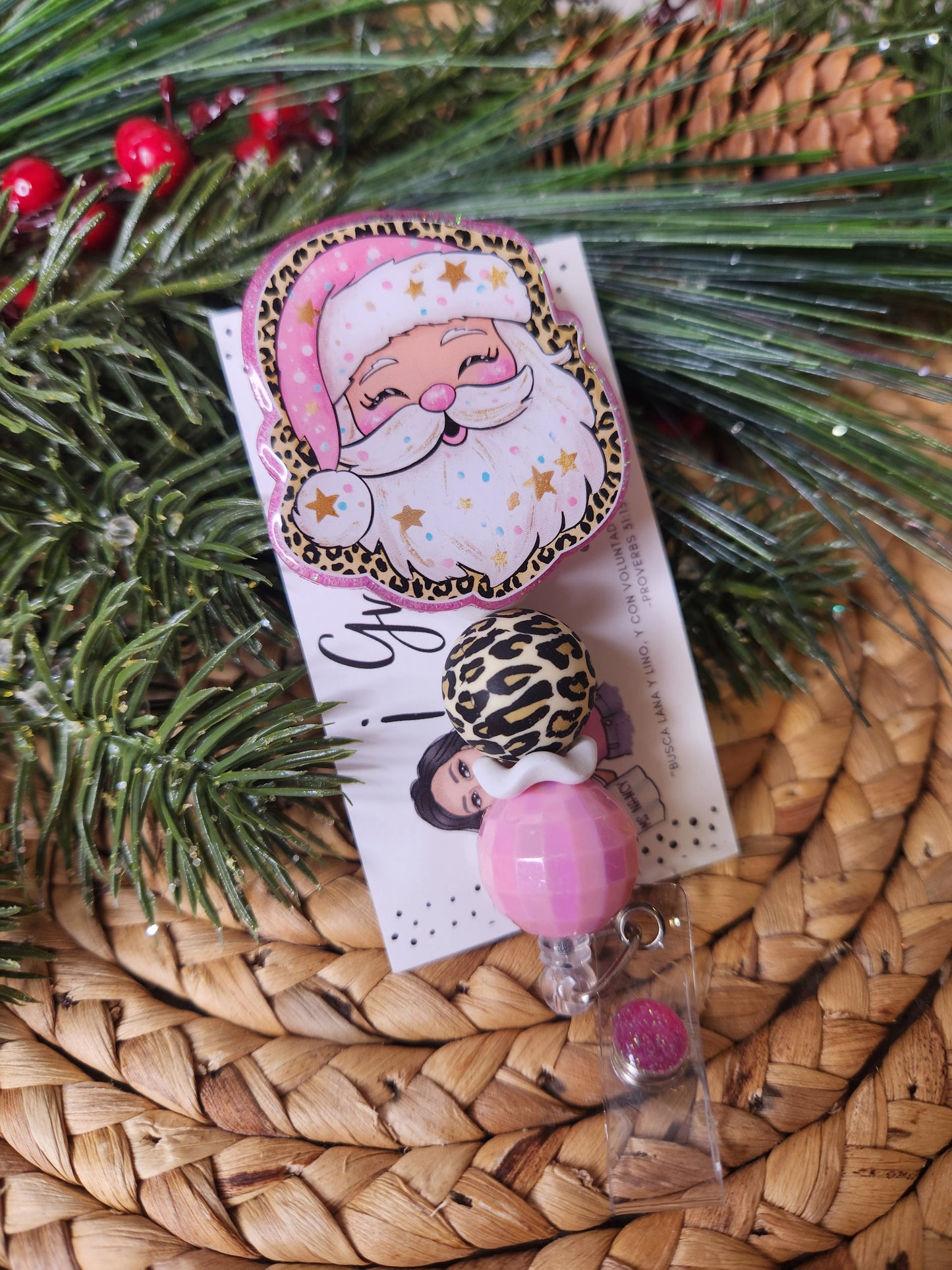 Pink Santa Badge Reel