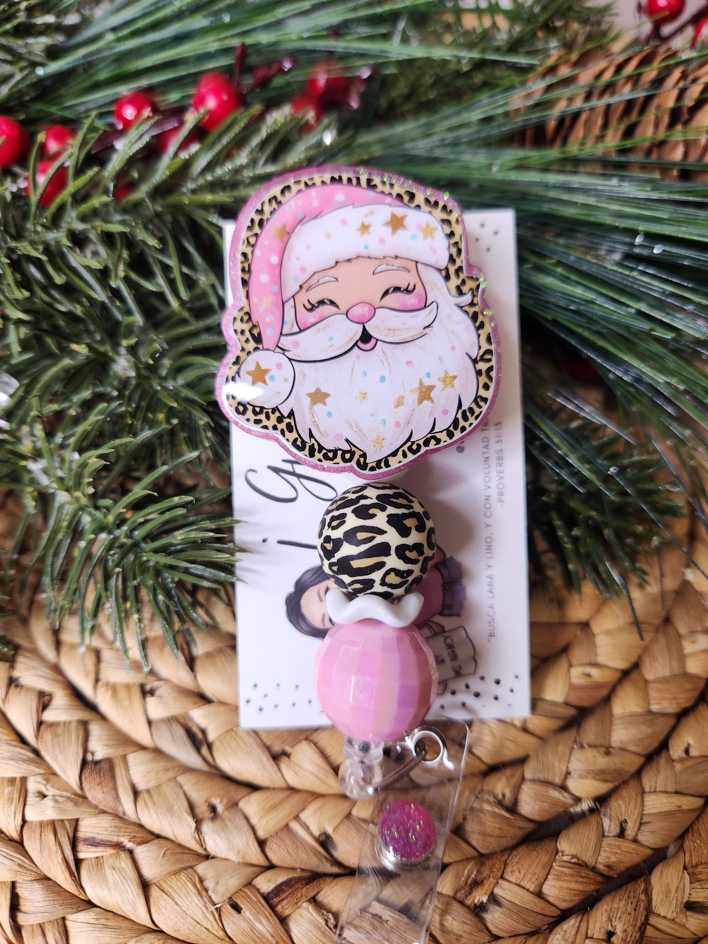 Pink Santa Badge Reel