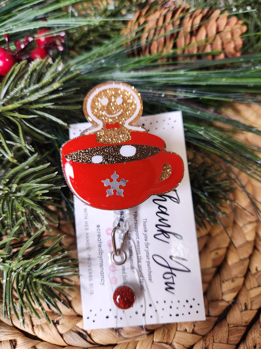 Gingerbread Hot Cup Badge Reel