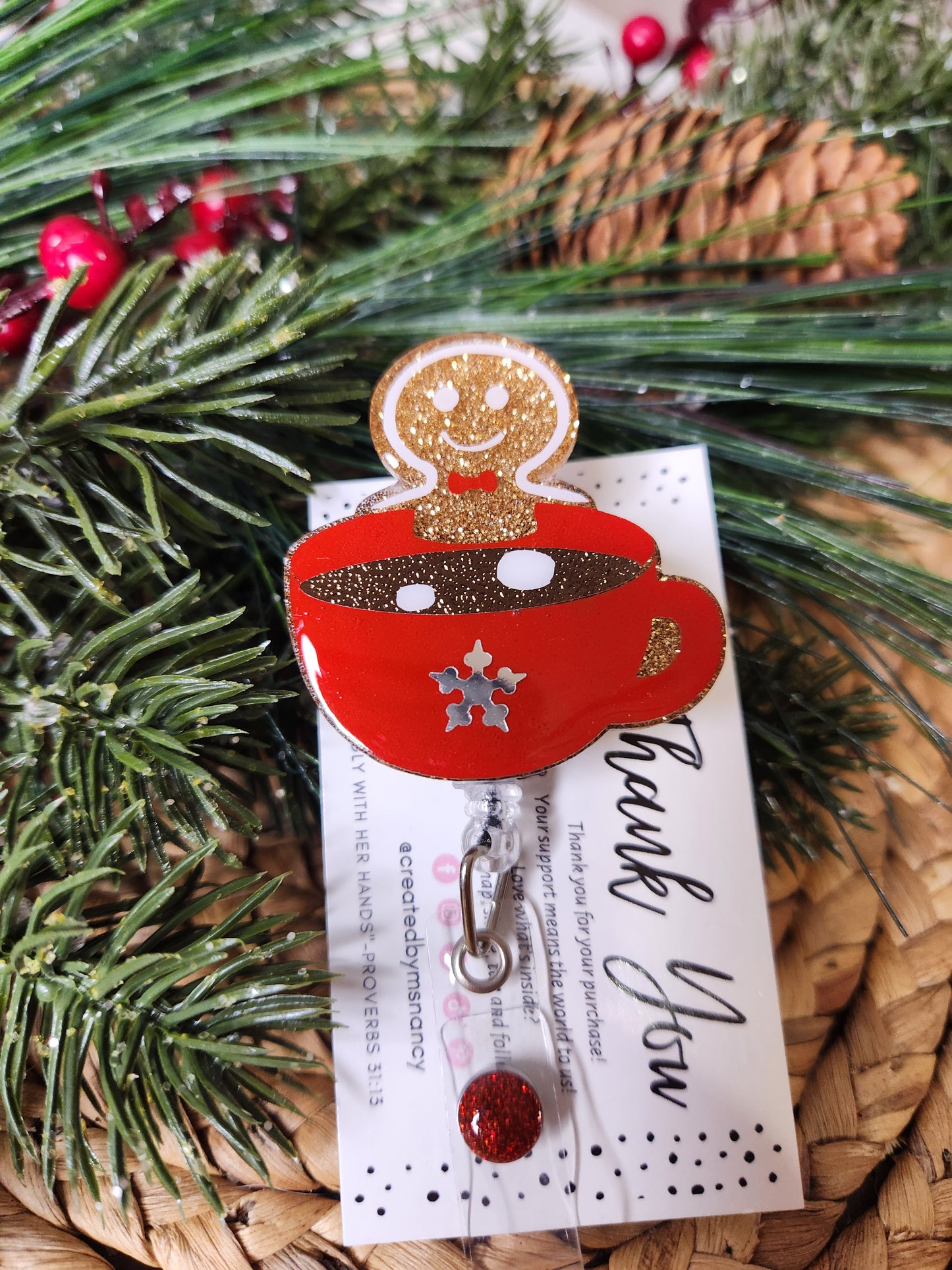 Gingerbread Hot Cup Badge Reel