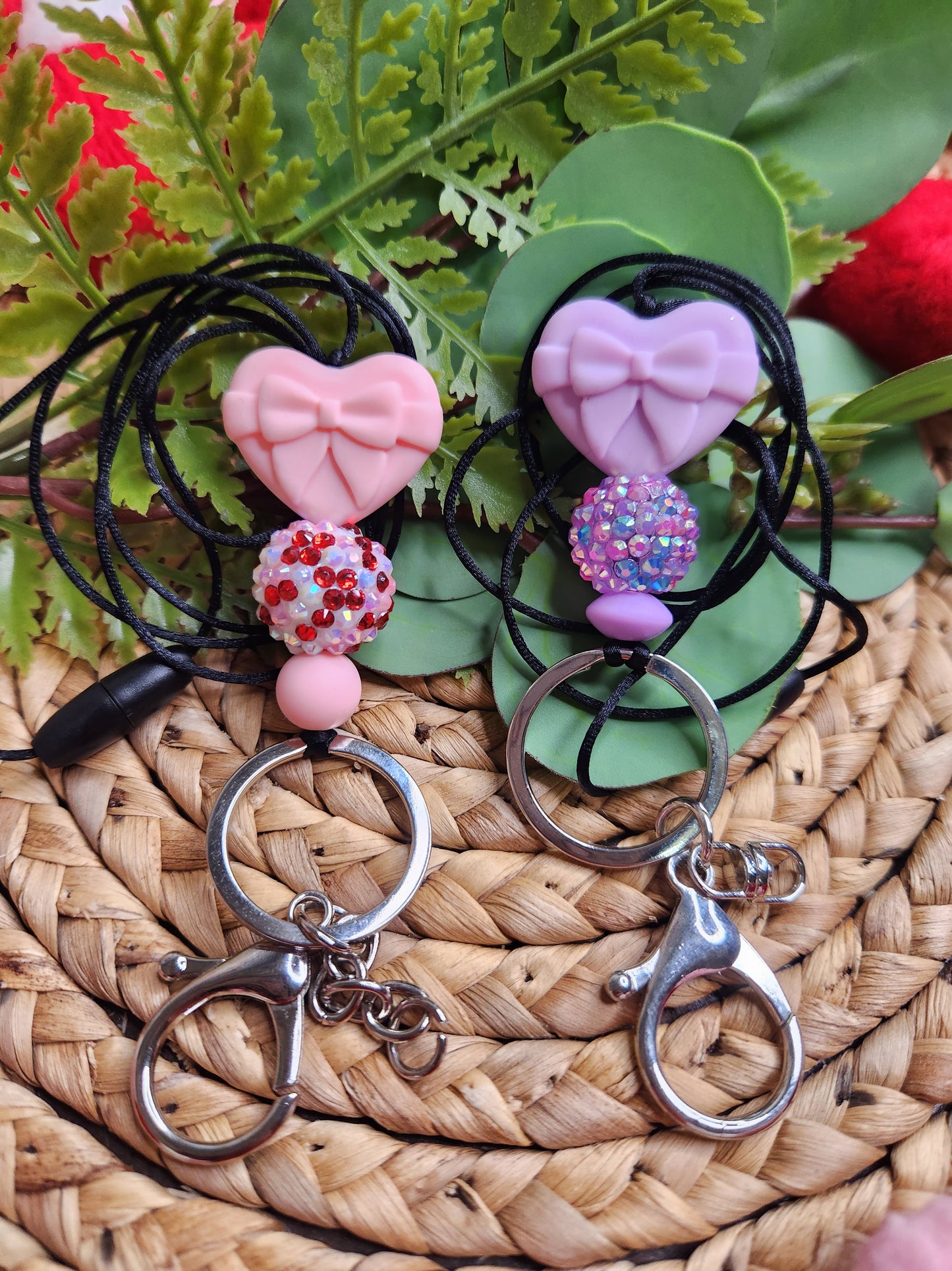 Silicone Bead Coquette Heart Lanyard