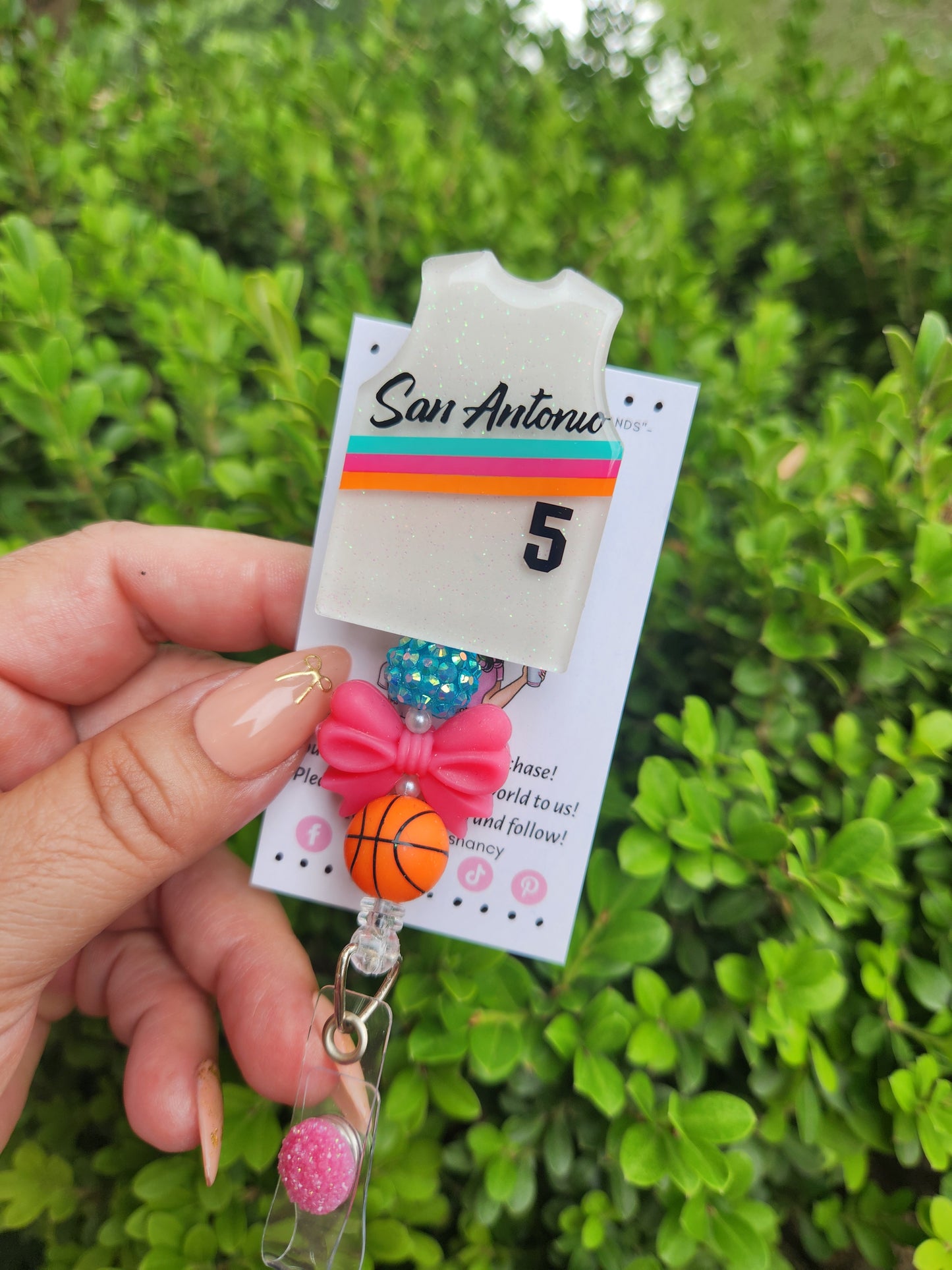 Retro White Basketball Jersey Badge Reel