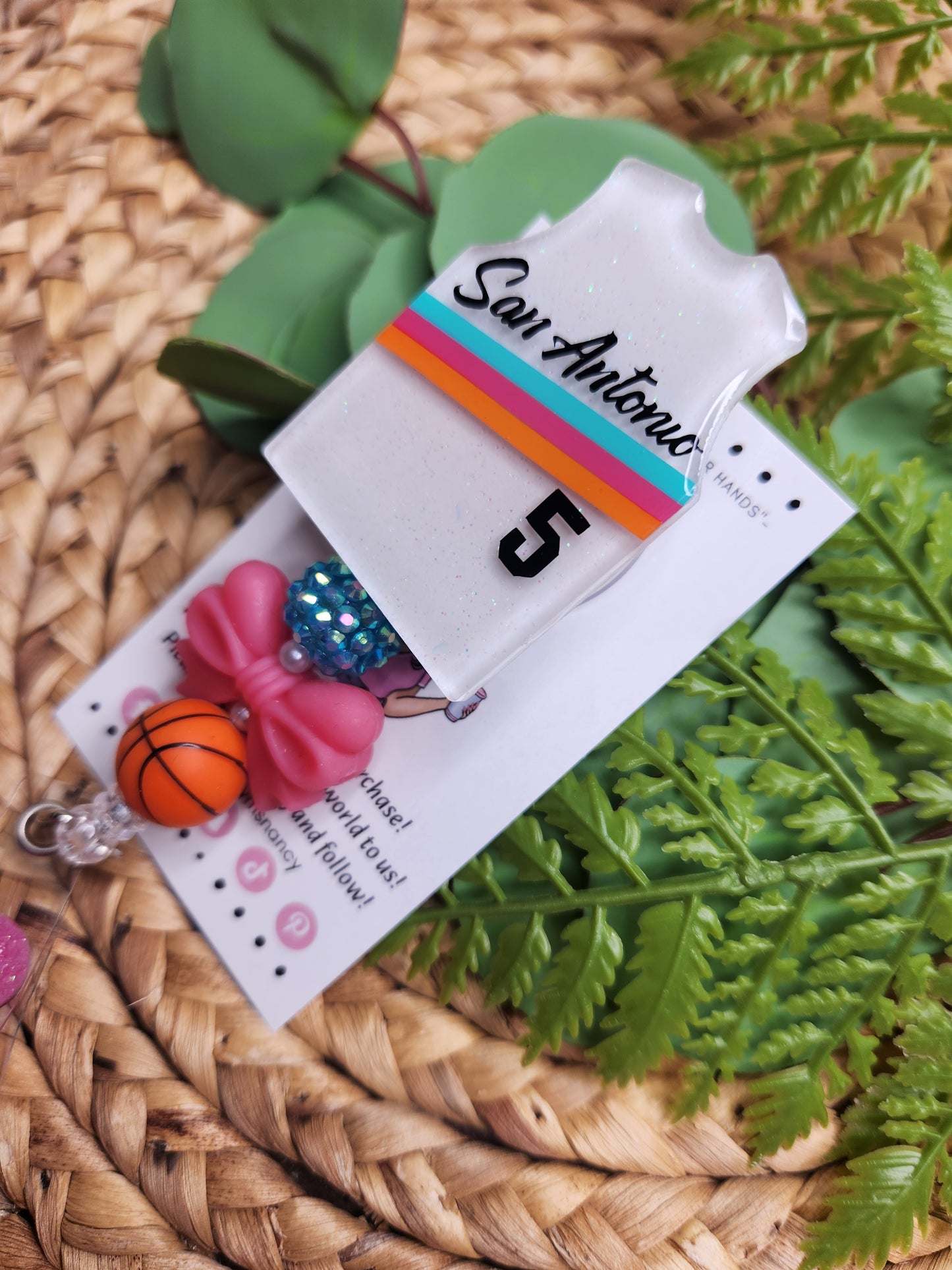 Retro White Basketball Jersey Badge Reel