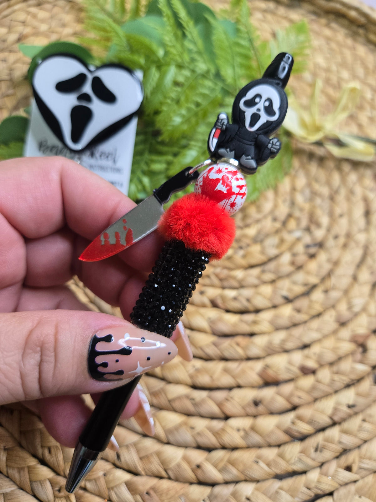 Scream Beaded Pen with Charm